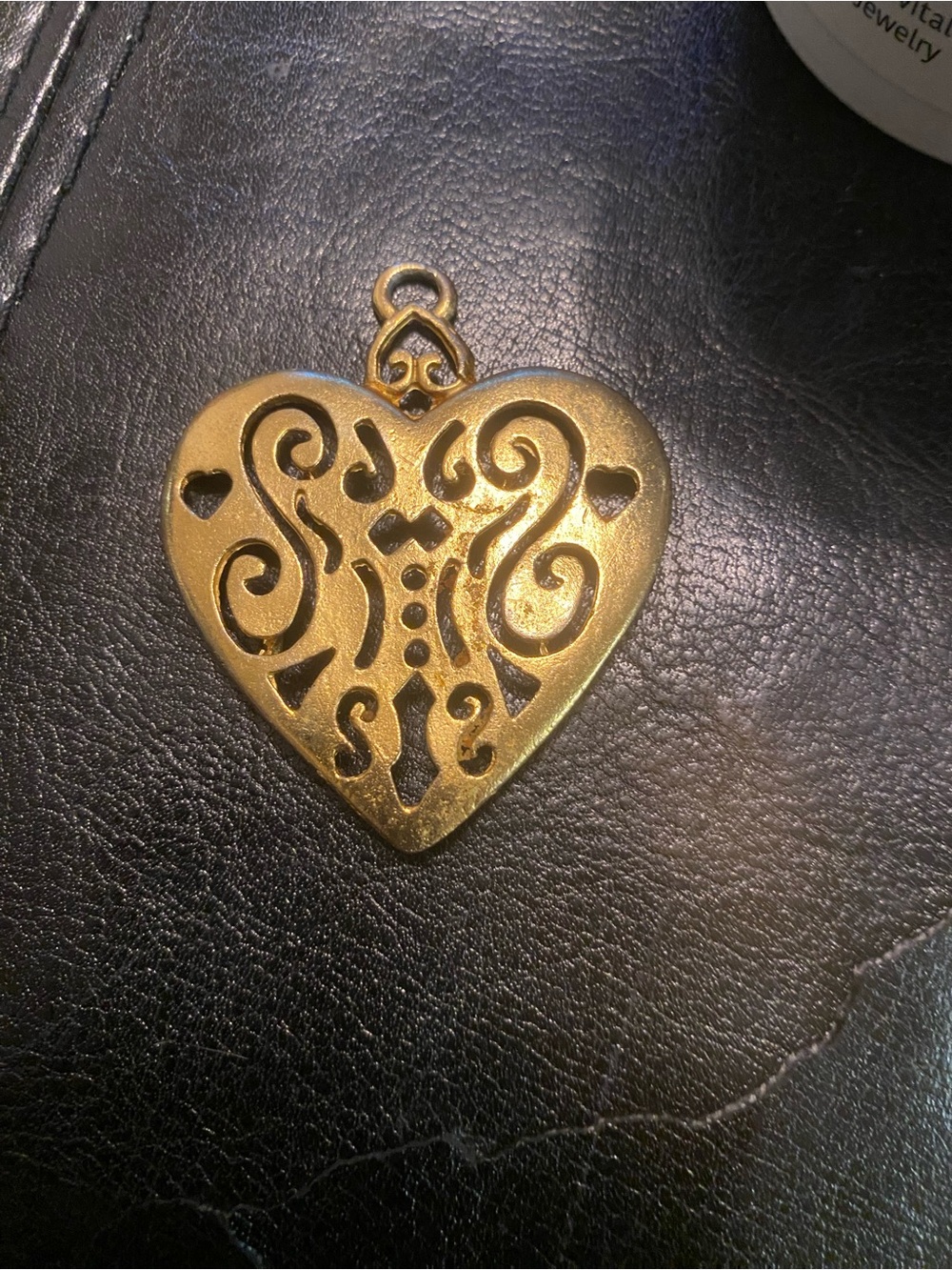 Anthropologie Gold Heart Filigree Pendant Necklace